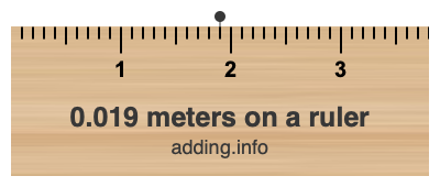 0.019 meters on a ruler