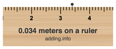 0.034 meters on a ruler