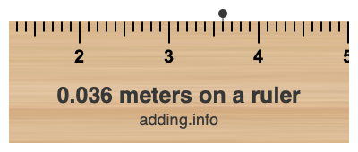 0.036 meters on a ruler