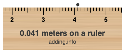 0.041 meters on a ruler