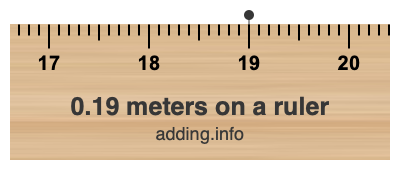 0.19 meters on a ruler 0.19 meters on a ruler