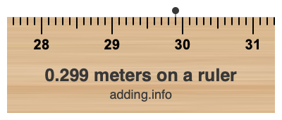 0.299 meters on a ruler 0.299 meters on a ruler