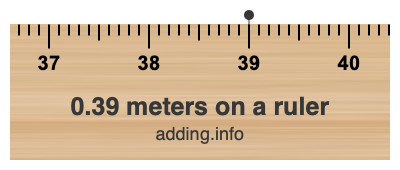 0.39 meters on a ruler 0.39 meters on a ruler