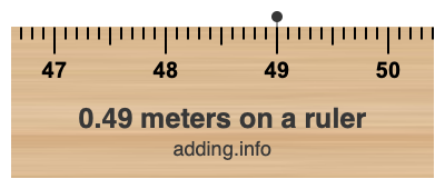 0.49 meters on a ruler 0.49 meters on a ruler