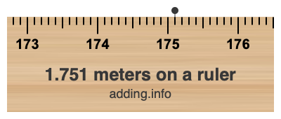 1.751 meters on a ruler