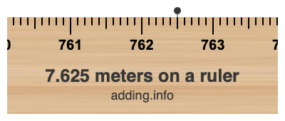 7.625 meters on a ruler
