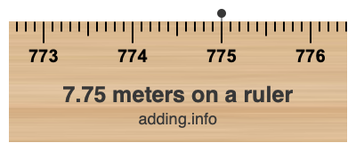 7.75 meters on a ruler