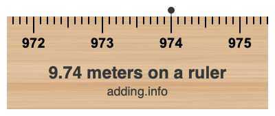 9.74 meters on a ruler 9.74 meters on a ruler