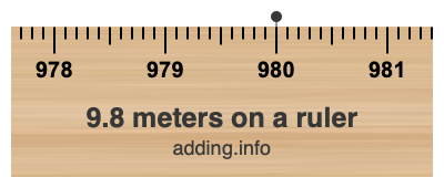 9.8 meters on a ruler