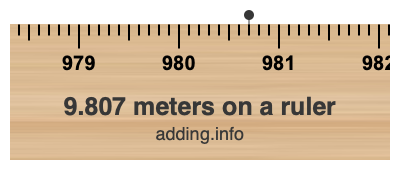 9.807 meters on a ruler