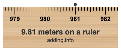9.81 meters on a ruler