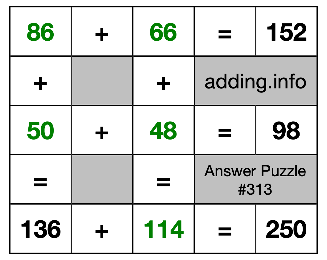 Solution to Addition Puzzle #313