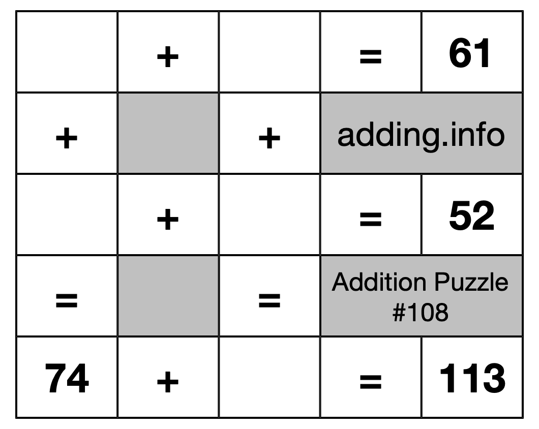 Addition Puzzle #108