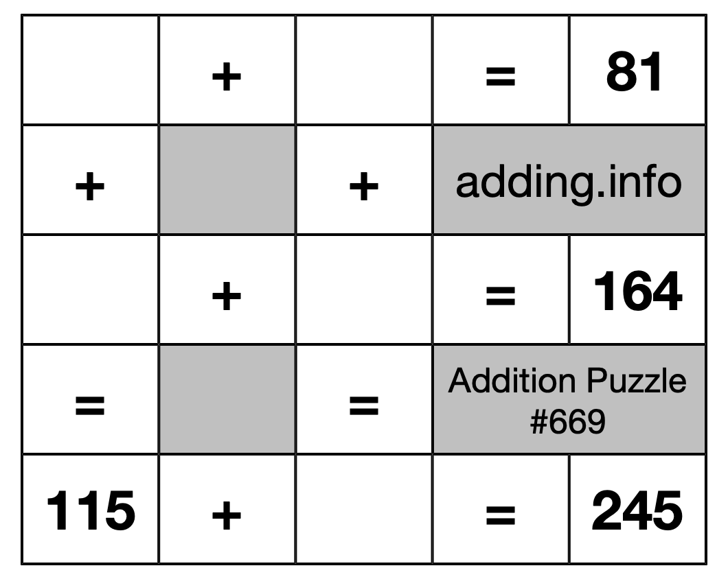 Addition Puzzle #669