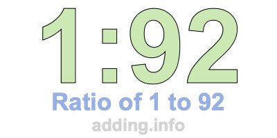 Ratio of 1 to 92 Ratio of 1 to 92