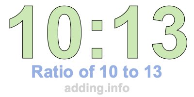 Ratio of 10 to 13 Ratio of 10 to 13