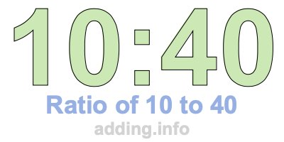 Ratio of 10 to 40