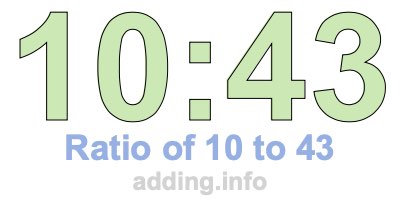 Ratio of 10 to 43 Ratio of 10 to 43