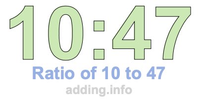 Ratio of 10 to 47 Ratio of 10 to 47