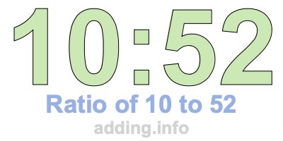 Ratio of 10 to 52 Ratio of 10 to 52