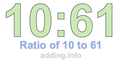 Ratio of 10 to 61