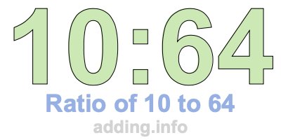 Ratio of 10 to 64