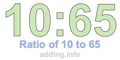 Ratio of 10 to 65