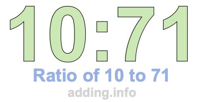 Ratio of 10 to 71