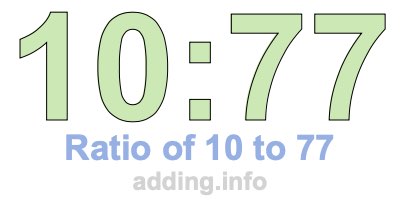 Ratio of 10 to 77 Ratio of 10 to 77
