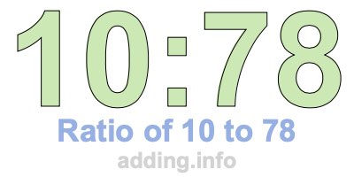 Ratio of 10 to 78 Ratio of 10 to 78