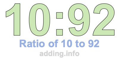 Ratio of 10 to 92