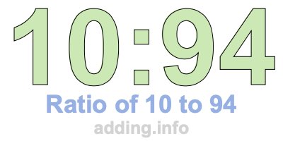 Ratio of 10 to 94