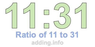 Ratio of 11 to 31