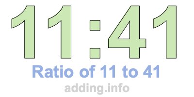 Ratio of 11 to 41 Ratio of 11 to 41