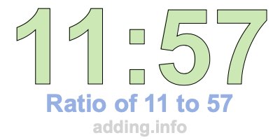 Ratio of 11 to 57 Ratio of 11 to 57