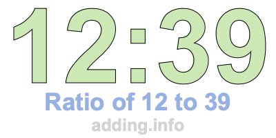 Ratio of 12 to 39 Ratio of 12 to 39