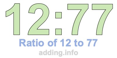 Ratio of 12 to 77 Ratio of 12 to 77