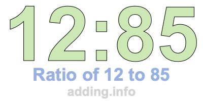 Ratio of 12 to 85