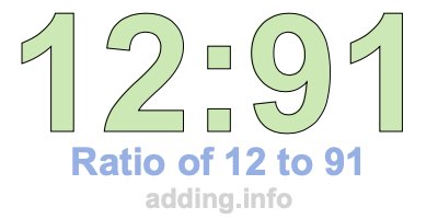 Ratio of 12 to 91 Ratio of 12 to 91