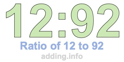 Ratio of 12 to 92 Ratio of 12 to 92