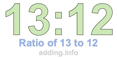 Ratio of 13 to 12 Ratio of 13 to 12