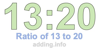 Ratio of 13 to 20 Ratio of 13 to 20