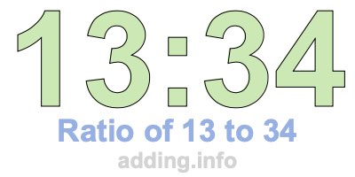 Ratio of 13 to 34 Ratio of 13 to 34