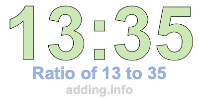 Ratio of 13 to 35 Ratio of 13 to 35