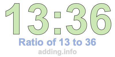 Ratio of 13 to 36 Ratio of 13 to 36