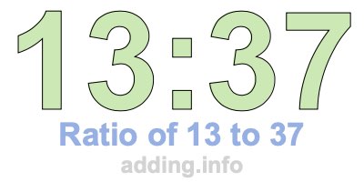 Ratio of 13 to 37 Ratio of 13 to 37