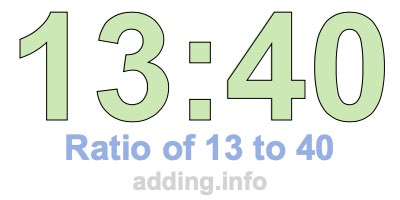 Ratio of 13 to 40 Ratio of 13 to 40