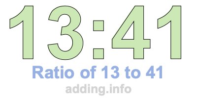 Ratio of 13 to 41 Ratio of 13 to 41