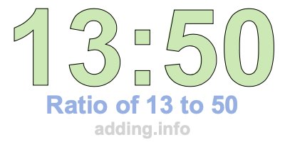 Ratio of 13 to 50 Ratio of 13 to 50
