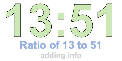 Ratio of 13 to 51 Ratio of 13 to 51